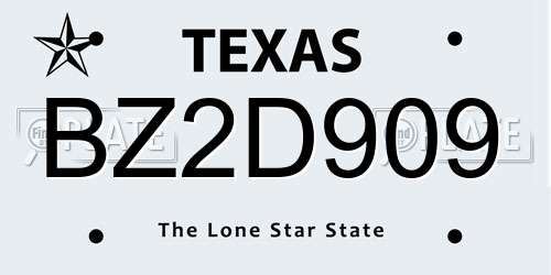 BZ2D909 Texas License Plate