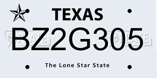 BZ2G305 Texas License Plate