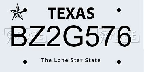 BZ2G576 Texas License Plate