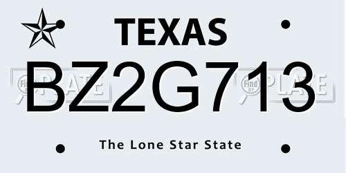 BZ2G713 Texas License Plate