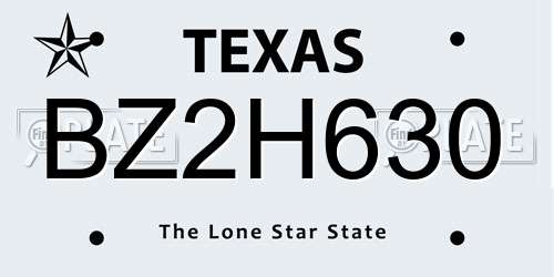 BZ2H630 Texas License Plate