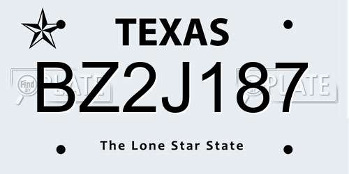 BZ2J187 Texas License Plate