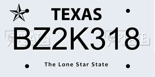 BZ2K318 Texas License Plate