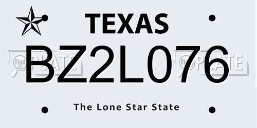 BZ2L076 Texas License Plate