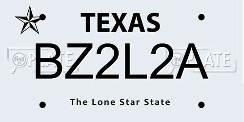 BZ2L2A Texas License Plate