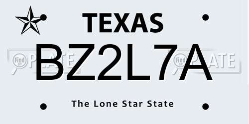 BZ2L7A Texas License Plate