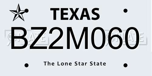 BZ2M060 Texas License Plate