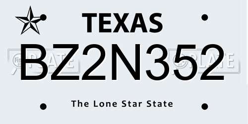 BZ2N352 Texas License Plate