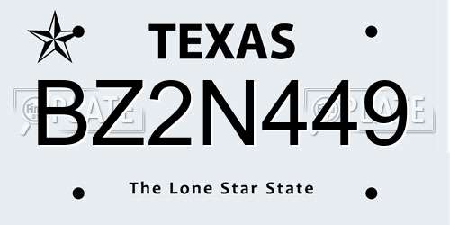 BZ2N449 Texas License Plate