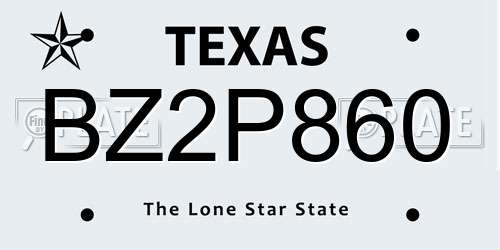 BZ2P860 Texas License Plate