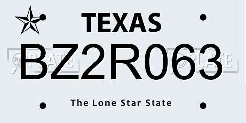 BZ2R063 Texas License Plate