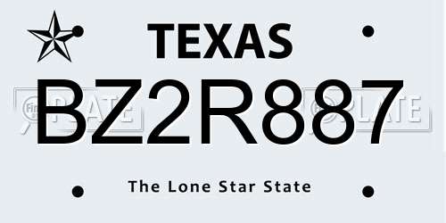 BZ2R887 Texas License Plate