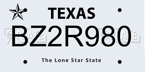 BZ2R980 Texas License Plate