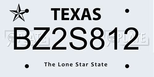 BZ2S812 Texas License Plate