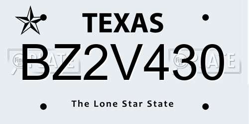 BZ2V430 Texas License Plate
