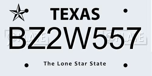 BZ2W557 Texas License Plate