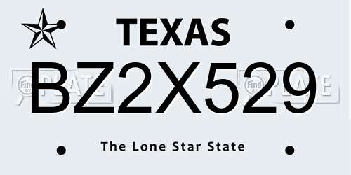 BZ2X529 Texas License Plate