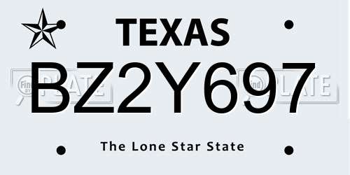 BZ2Y697 Texas License Plate