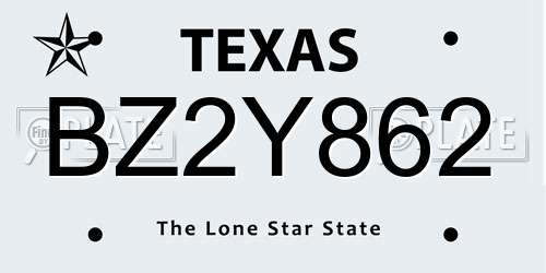BZ2Y862 Texas License Plate