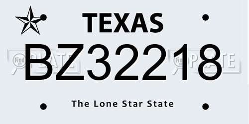 BZ32218 Texas License Plate