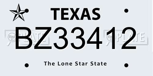 BZ33412 Texas License Plate