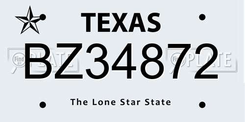 BZ34872 Texas License Plate