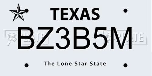 BZ3B5M Texas License Plate