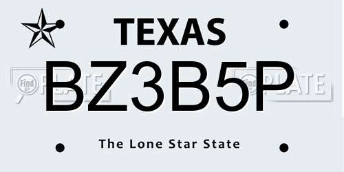 BZ3B5P Texas License Plate