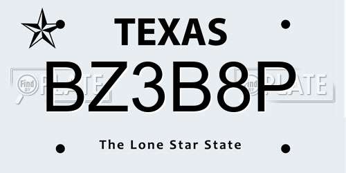 BZ3B8P Texas License Plate