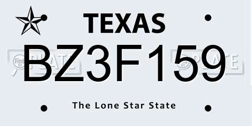 BZ3F159 Texas License Plate