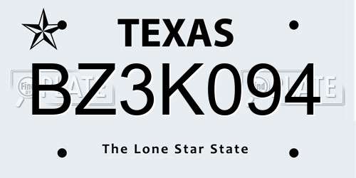 BZ3K094 Texas License Plate