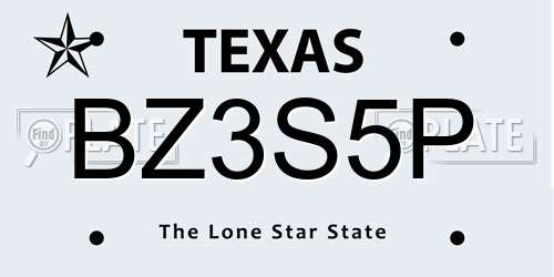 BZ3S5P Texas License Plate