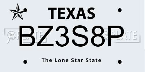 BZ3S8P Texas License Plate