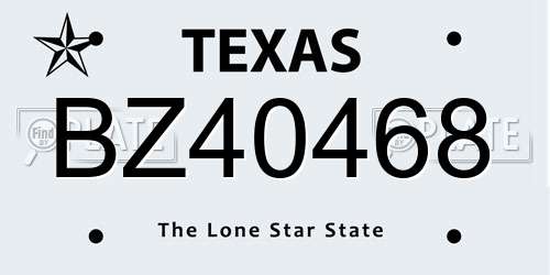 BZ40468 Texas License Plate