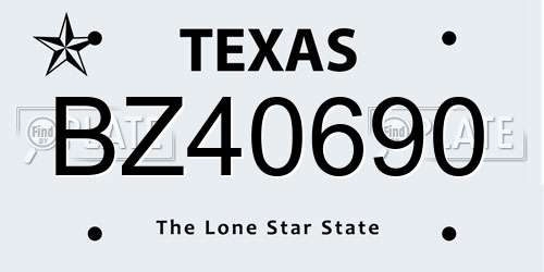 BZ40690 Texas License Plate