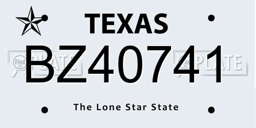 BZ40741 Texas License Plate