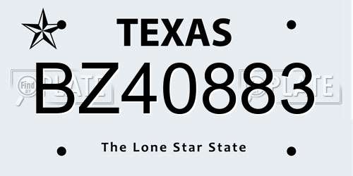BZ40883 Texas License Plate