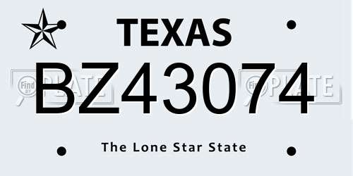 BZ43074 Texas License Plate