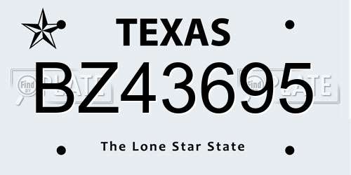 BZ43695 Texas License Plate