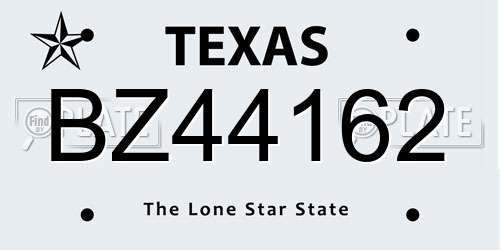 BZ44162 Texas License Plate