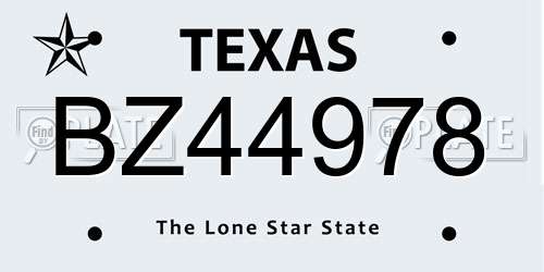 BZ44978 Texas License Plate