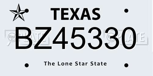 BZ45330 Texas License Plate