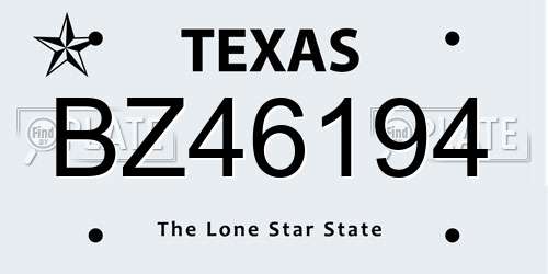 BZ46194 Texas License Plate