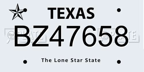 BZ47658 Texas License Plate