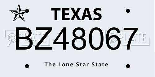 BZ48067 Texas License Plate