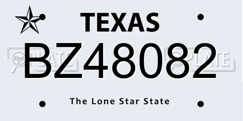 BZ48082 Texas License Plate
