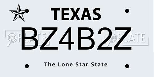 BZ4B2Z Texas License Plate