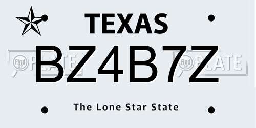 BZ4B7Z Texas License Plate