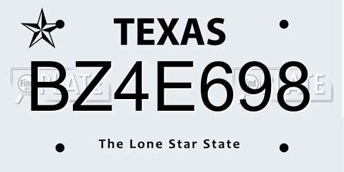 BZ4E698 Texas License Plate