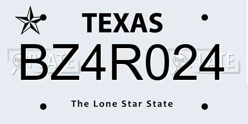 BZ4R024 Texas License Plate